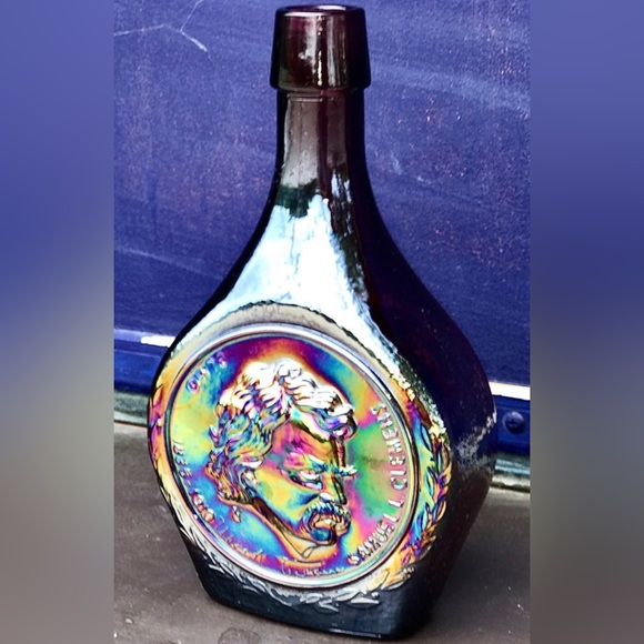 Vintage 1972 WHEATON CARNIVAL GLASS Mark Twain Samuel L Clemens Decanter Bottle - Picture 5 of 6